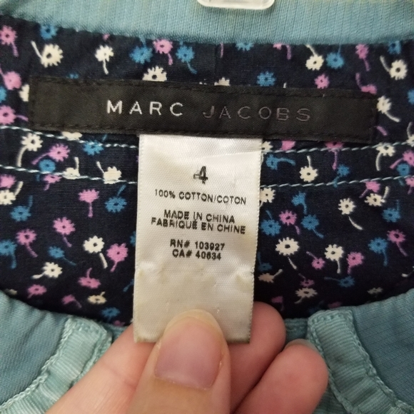 Marc Jacobs Size 4 US Blue Cropped Grosgrain Ribbon Button Blazer Jacket - Picture 3 of 8